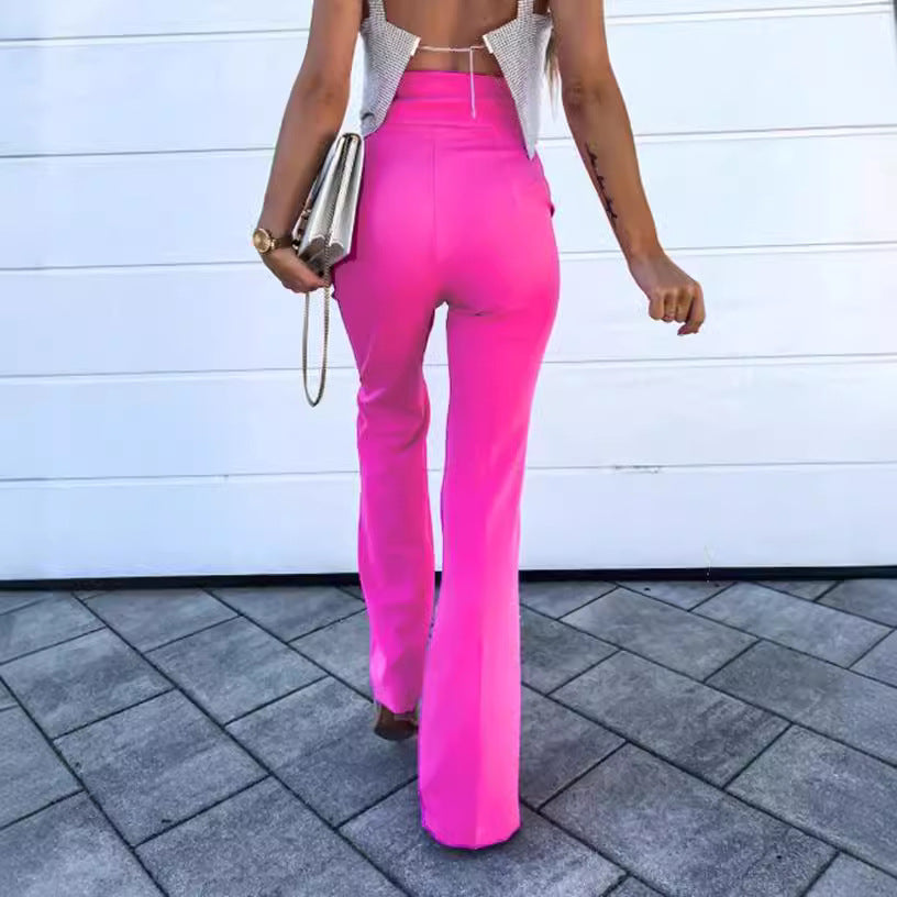 High-Waisted Slim Fit Bell-Bottom Pants for Women