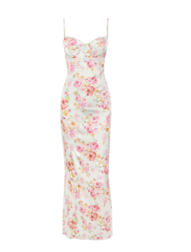 Spring Floral Print Bodycon Dress with Spaghetti Straps