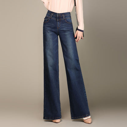 Ladies' Fashion Wide Leg Jeans - Loose Fit, Large Size