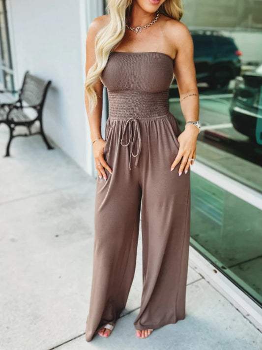 2023 Women's Casual Off-Shoulder Wide-Leg Jumpsuit