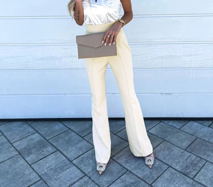 High-Waisted Slim Fit Bell-Bottom Pants for Women