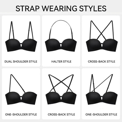 LUCKMEEY Womens Strapless Front Closure Bra Push up Padded Add Cup Non Slip Wireless Supportive Seamless Comfortable Tube Jelly Bra a B C Cup#Summerwins#Tiktokshopdealsforyoudays