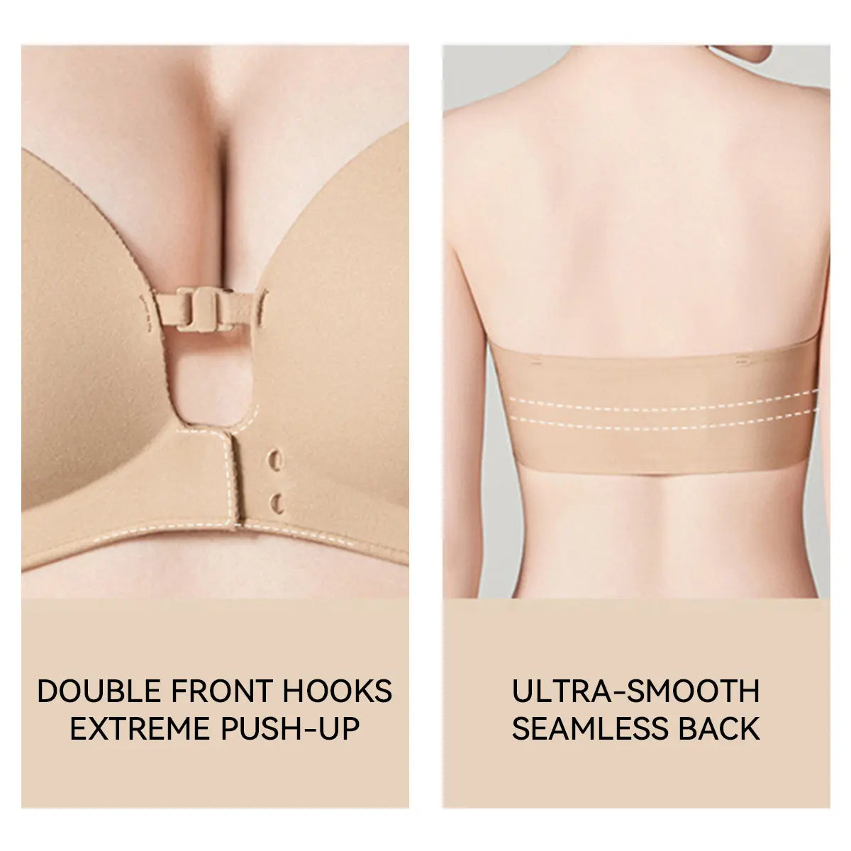 LUCKMEEY Womens Strapless Front Closure Bra Push up Padded Add Cup Non Slip Wireless Supportive Seamless Comfortable Tube Jelly Bra a B C Cup#Summerwins#Tiktokshopdealsforyoudays