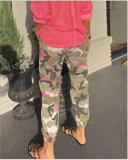 Trendy Women's Cotton Cargo Pants - Mid Waist Casual