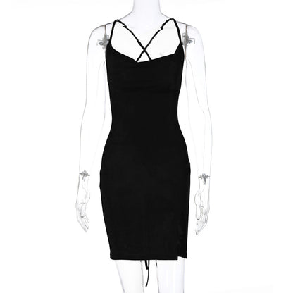 Backless Spaghetti Strap Split Dress for Women