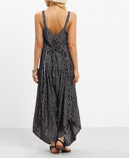 Striped Jumpsuit Dress with Spaghetti Straps