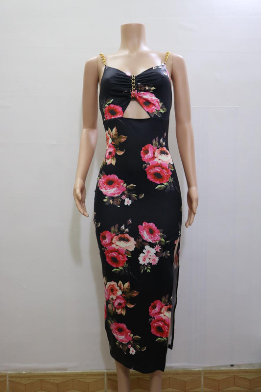 New Women's Summer Floral Print Spaghetti-Strap Dress