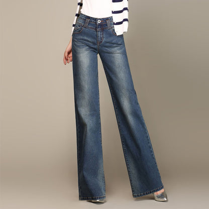 Ladies' Fashion Wide Leg Jeans - Loose Fit, Large Size