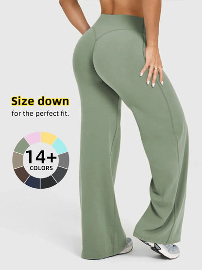 Women'S High Waisted Elastic Loose Fit Straight Leg Pants, Butt Lifting Outdoor Casual Pants, Suitable for Yoga and Pilates, Comfortable Daily Wear, Womenswear