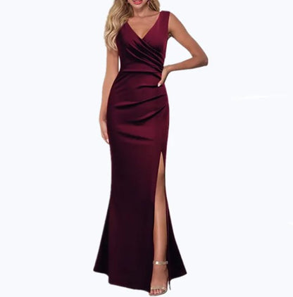 Slim Fit Spaghetti Strap Split Maxi Dress