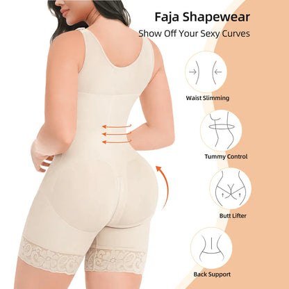 YIANNA Fajas Colombianas Shapewear for Women Tummy Control Full Shapewear Butt Lifter with Hooks Closure