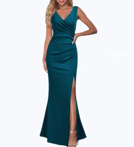 Slim Fit Spaghetti Strap Split Maxi Dress
