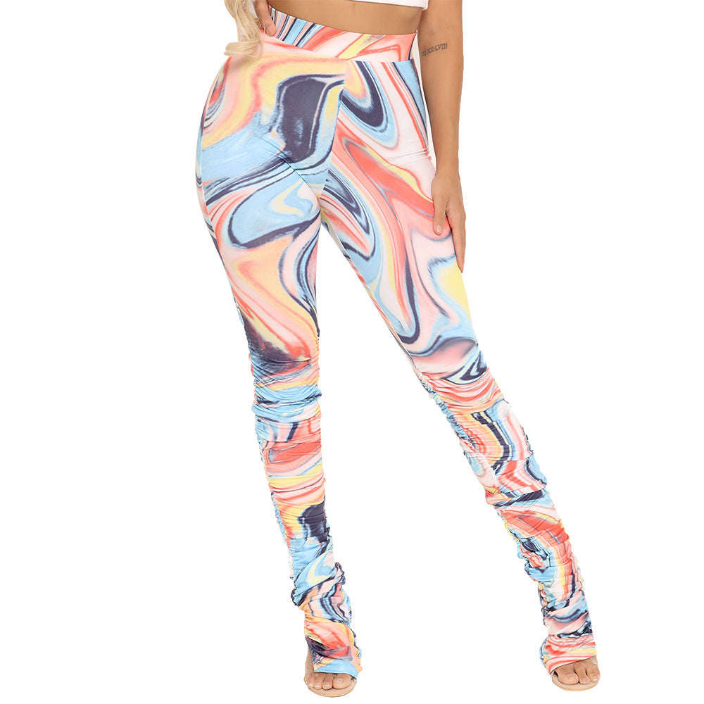 Irregular Pleated High Waist Women's Trousers