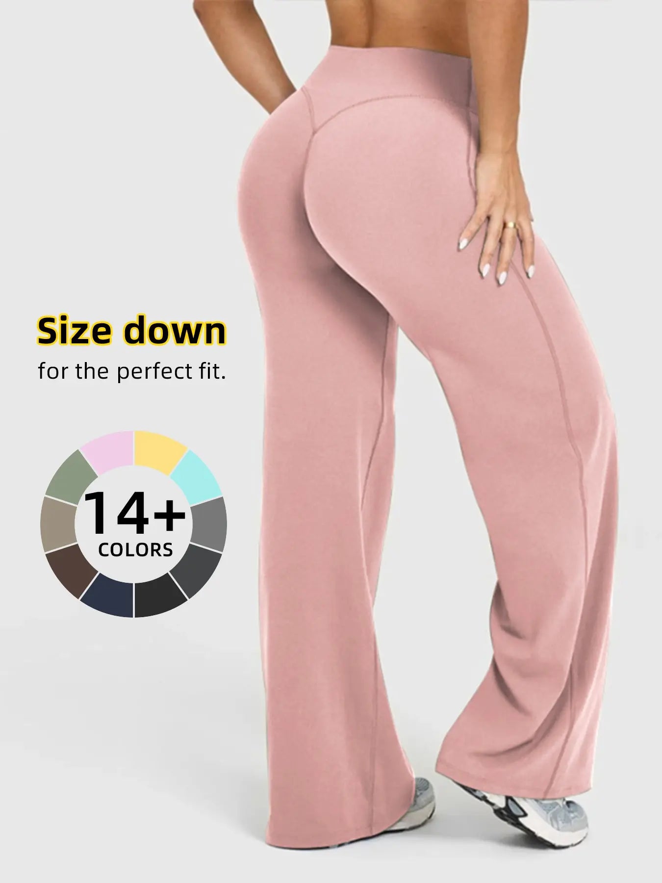 Women'S High Waisted Elastic Loose Fit Straight Leg Pants, Butt Lifting Outdoor Casual Pants, Suitable for Yoga and Pilates, Comfortable Daily Wear, Womenswear