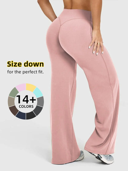 Women'S High Waisted Elastic Loose Fit Straight Leg Pants, Butt Lifting Outdoor Casual Pants, Suitable for Yoga and Pilates, Comfortable Daily Wear, Womenswear