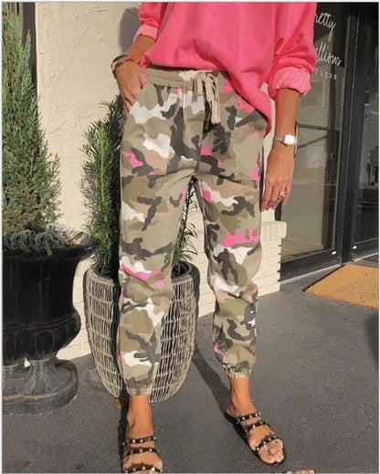 Trendy Women's Cotton Cargo Pants - Mid Waist Casual