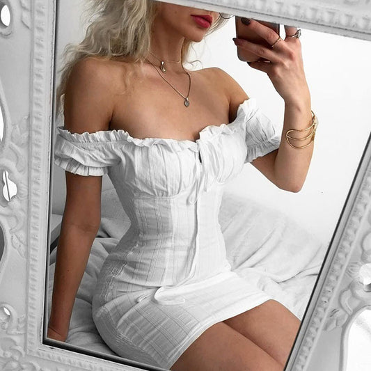 Backless Bodycon Dress with Off-Shoulder Design