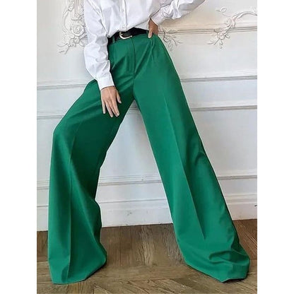 High-Waisted Solid Color Wide-Leg Pants for Women