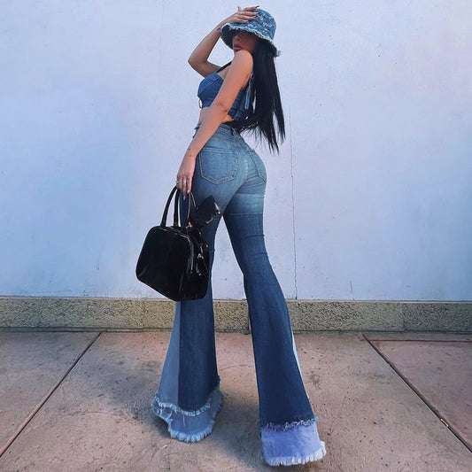 High-Rise Slim-Fit Wide-Leg Jeans for Women