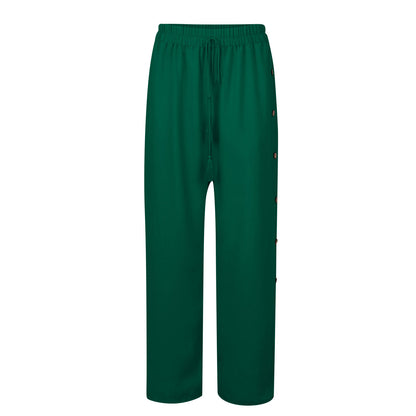 Plus Size Boho Wide Leg Drawstring Pants with Buttons