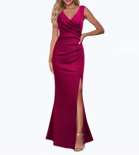 Slim Fit Spaghetti Strap Split Maxi Dress