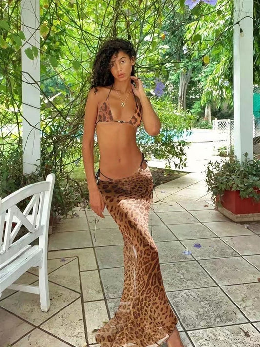 2022 WISH Printed Sexy Bikini Wrap Skirt Set
