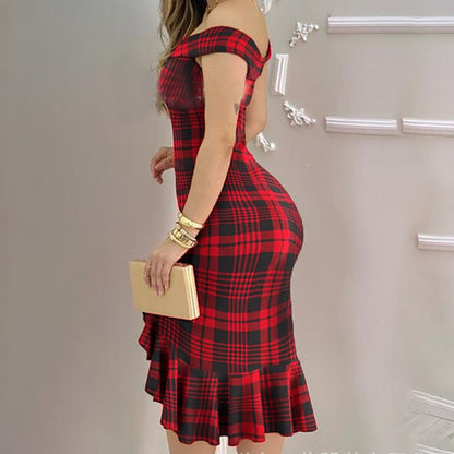 2023 Summer Women's Off-Shoulder Ruffled Dress