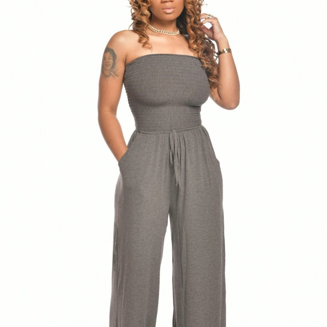 2023 Women's Casual Off-Shoulder Wide-Leg Jumpsuit