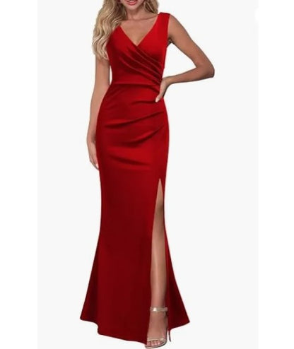 Slim Fit Spaghetti Strap Split Maxi Dress