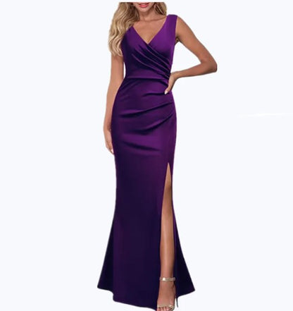 Slim Fit Spaghetti Strap Split Maxi Dress